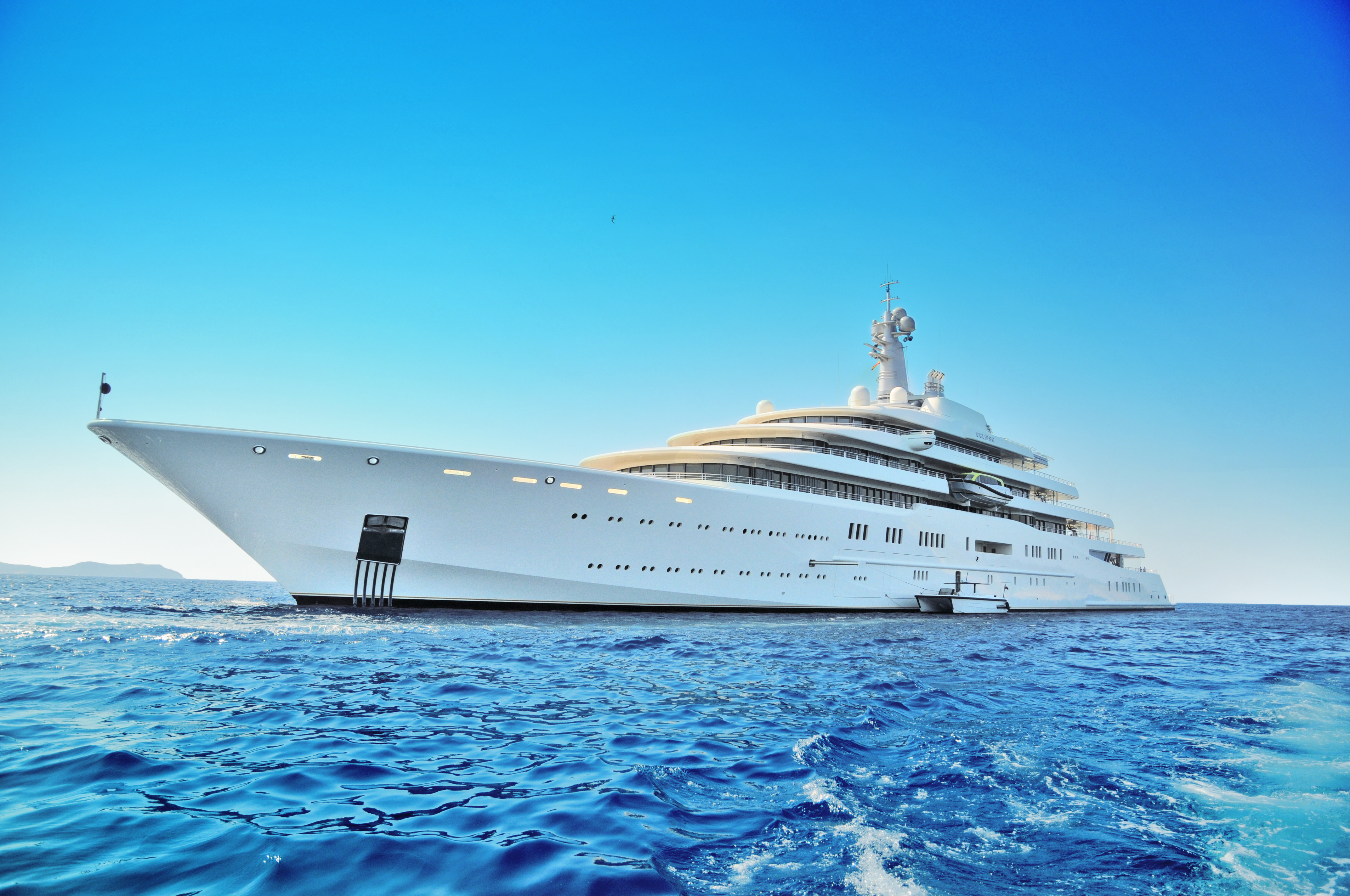 white luxury superyacht in the ocean